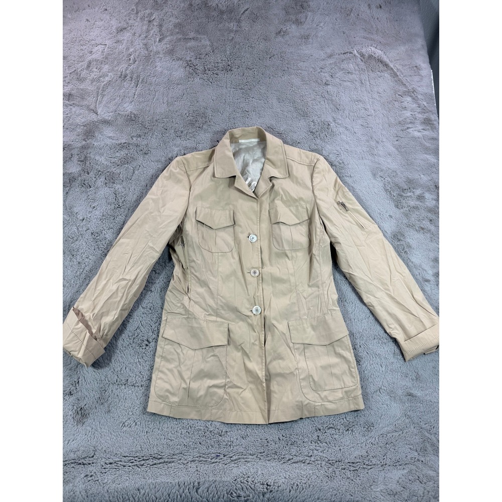 Brioni Women Beige Utility Jacket Safari Button Front Pockets Sz 46‎ US10 Luxury